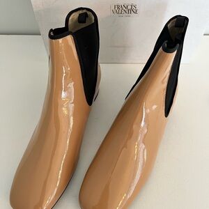 Frances Valentine Milly Chelsea Boot in Camel Patent Leather